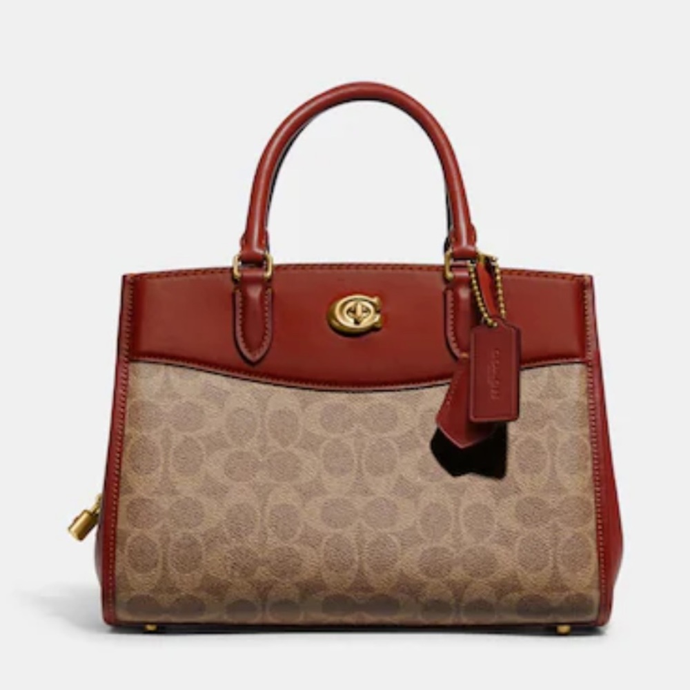 Coach Brooke Carryall 28 In Signature Canvas Brass/Tan/Rust  N W/O T $495